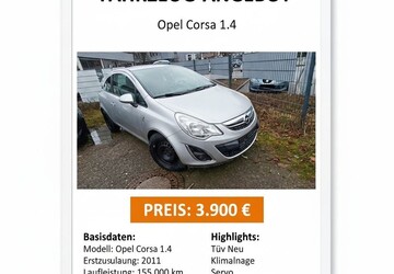 Opel Corsa D 155.238 km 3.900 &euro; Willich 47877