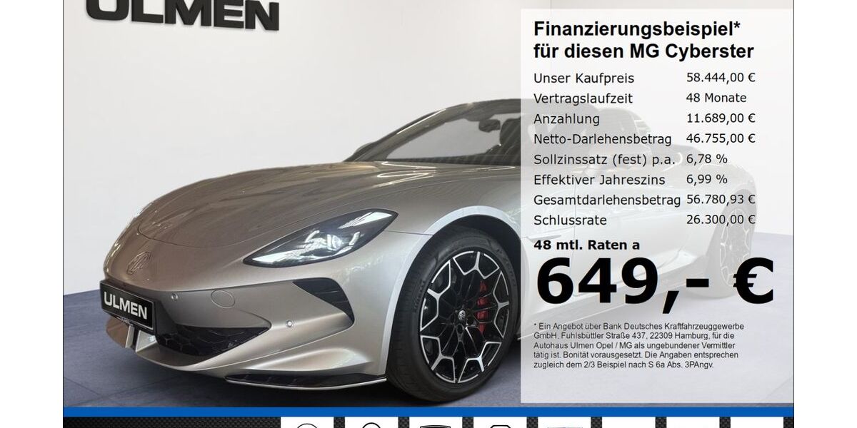 MG Cyberster 3.479 km 57.490 &euro; Düsseldorf 40231