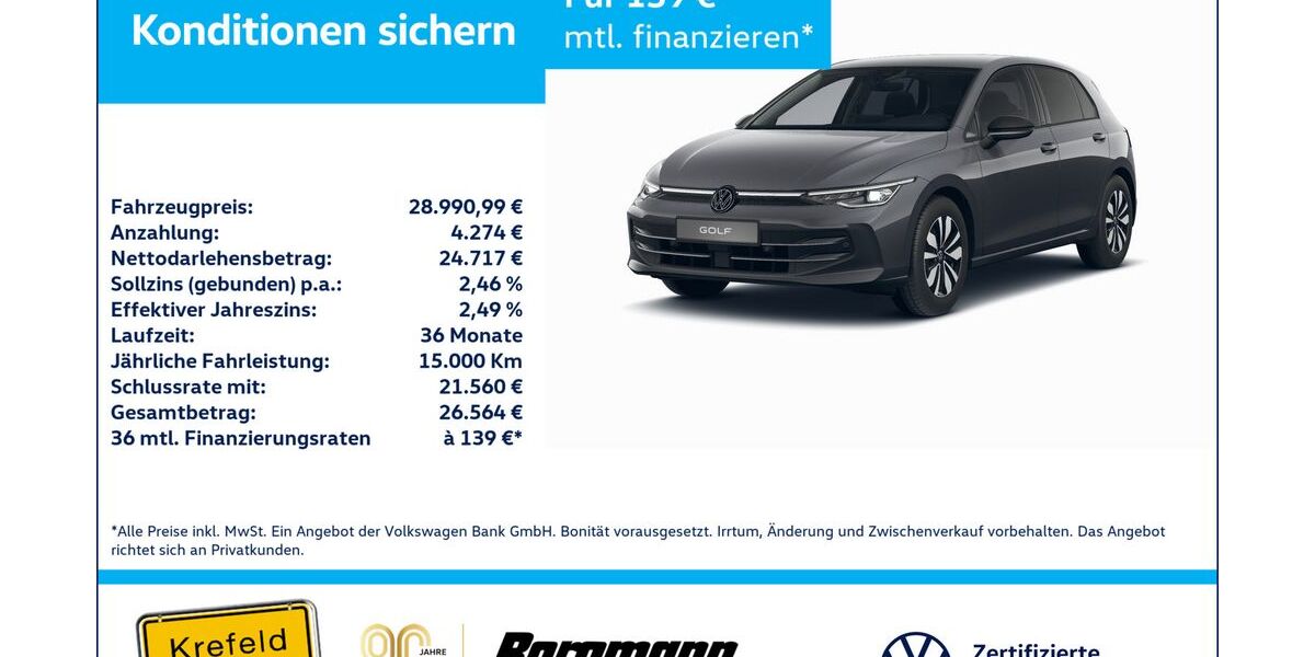 VW Golf 20.538 km 28.991 &euro; Krefeld 47803
